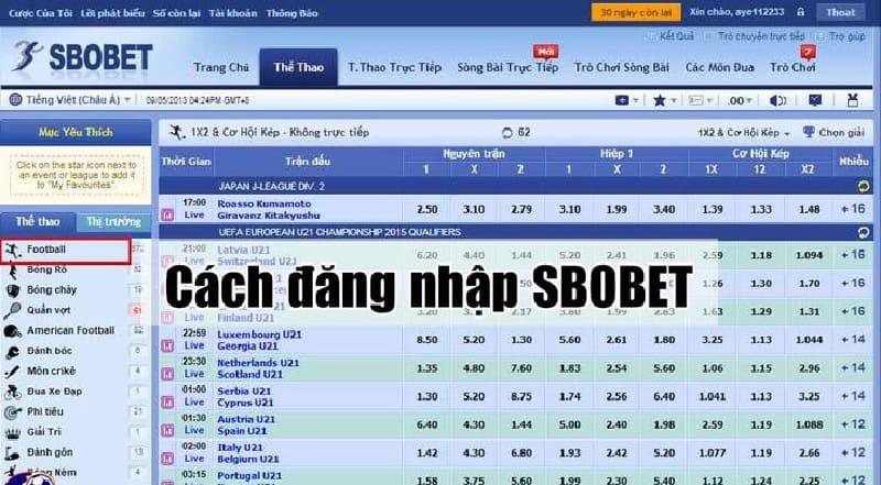 Truy cập vào Sbobet thông qua website máy tính